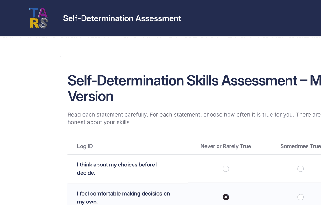 Self-determination skills assessment preview